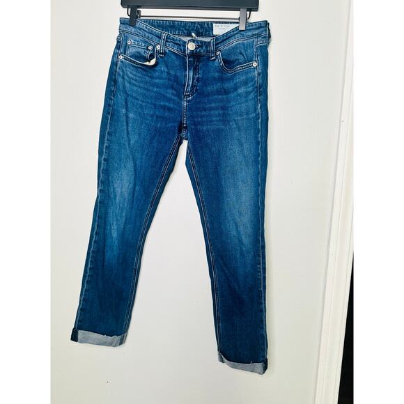 RAG & BONE Dark Wash Denim Dre Low Rise Subtle Cuff Boyfriend Jeans Size 26 - Picture 4 of 14
